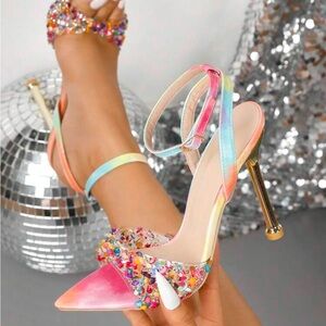 Multicolor Embellished Women's Heels
